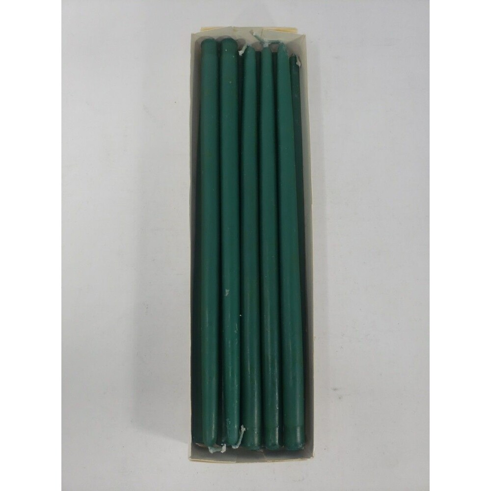 Vtg Hallmark Green Hostess Taper Candles Dark Green New Old Stock 1970s QTY: 11